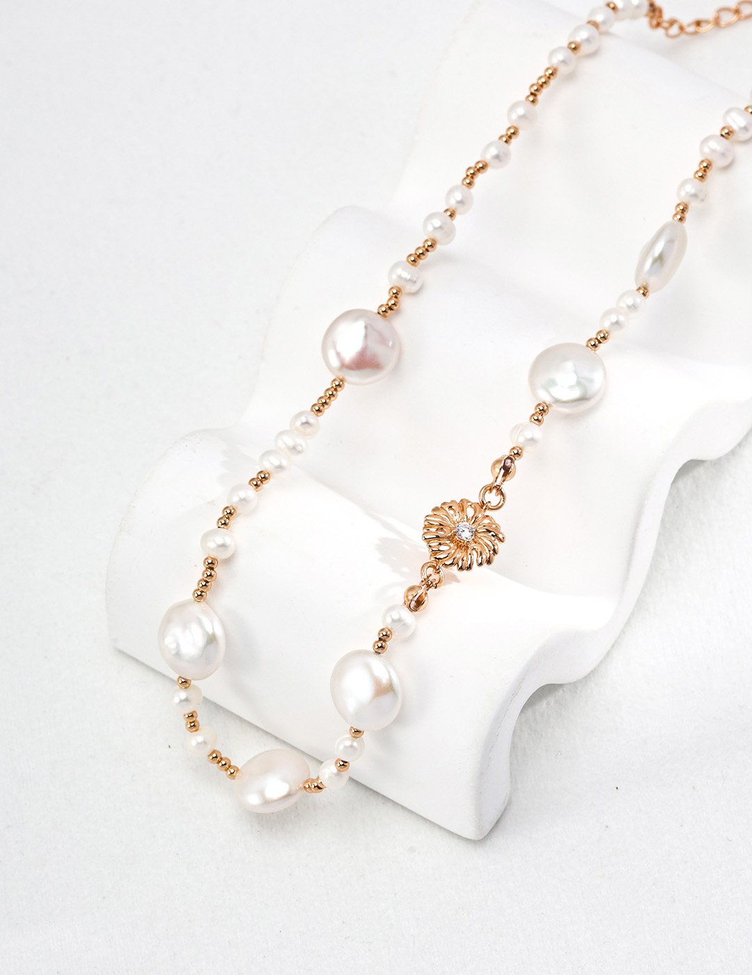 Vintage Gold Sterling Silver Pearl Necklace3