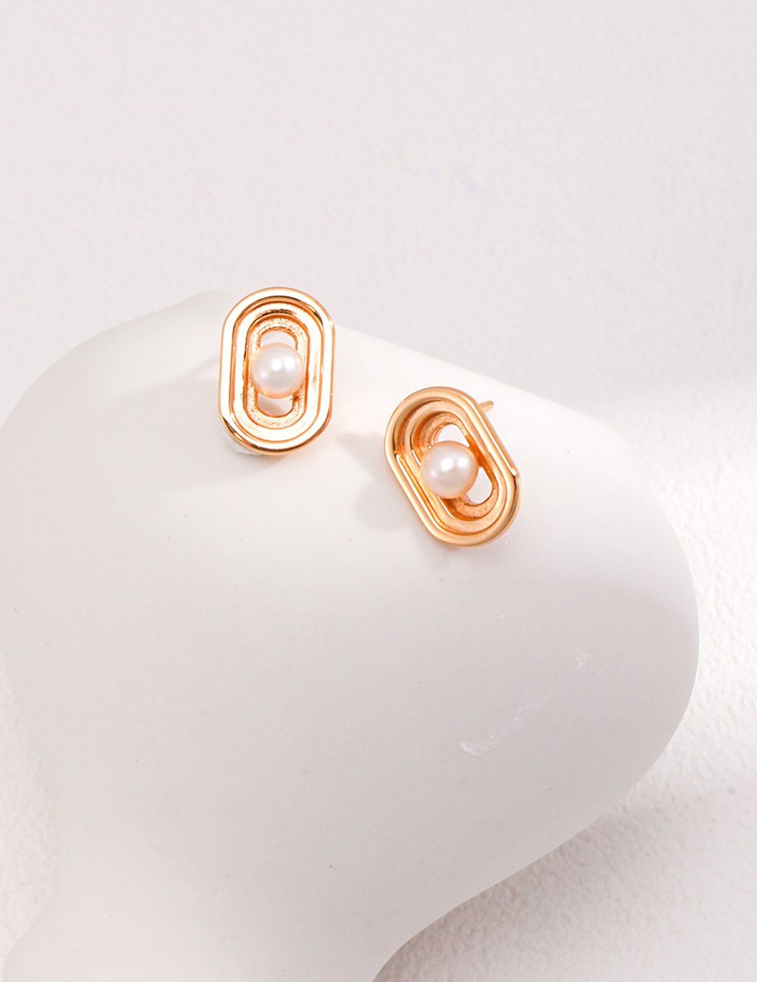 White Gold Sterling Silver Pearl Earrings