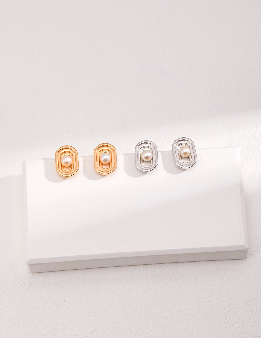 White Gold Sterling Silver Pearl Earrings3
