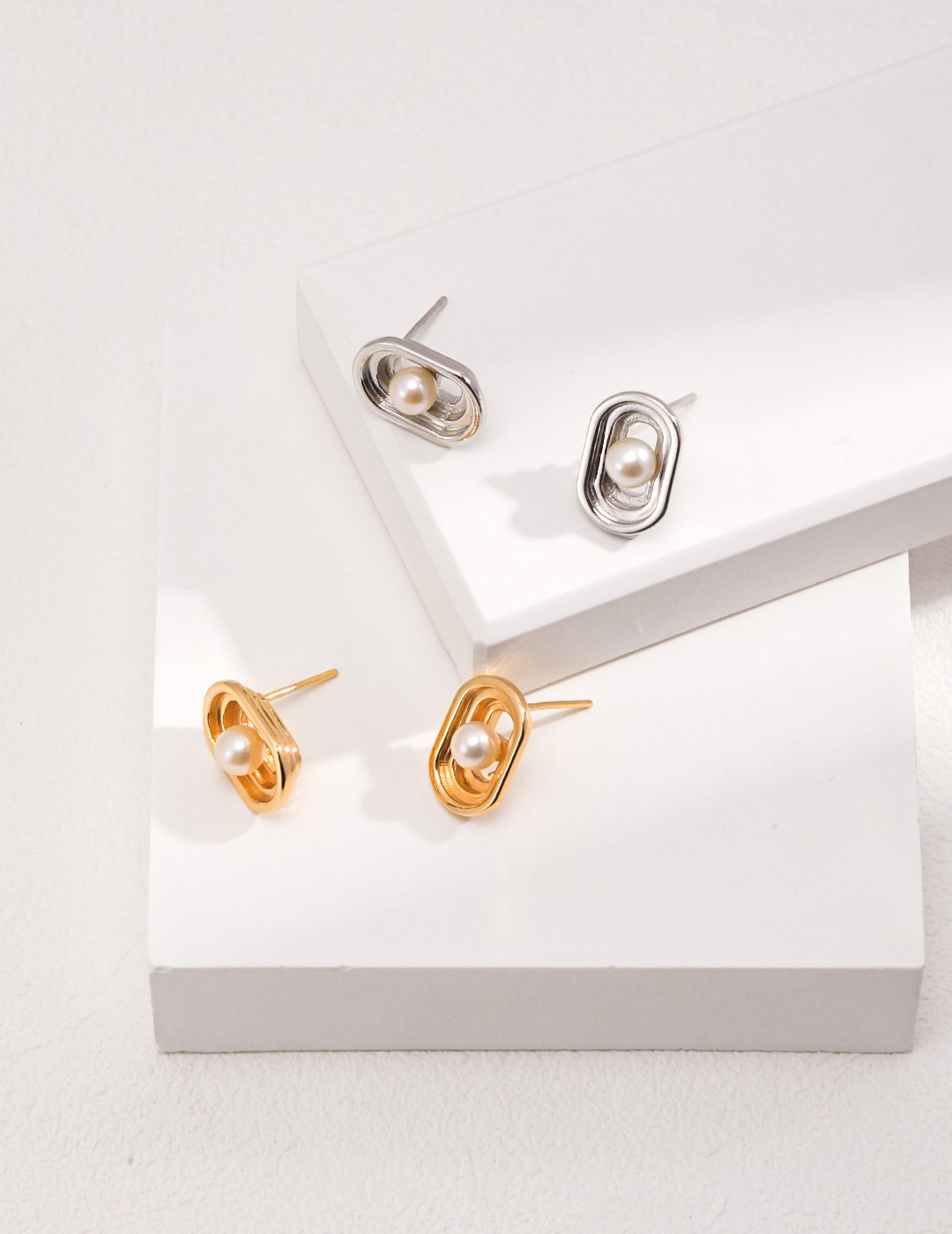 White Gold Sterling Silver Pearl Earrings4